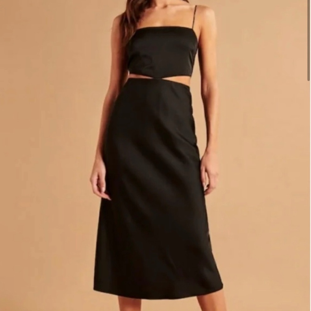 Abercrombie & Fitch Satin Cutout Midi Dress